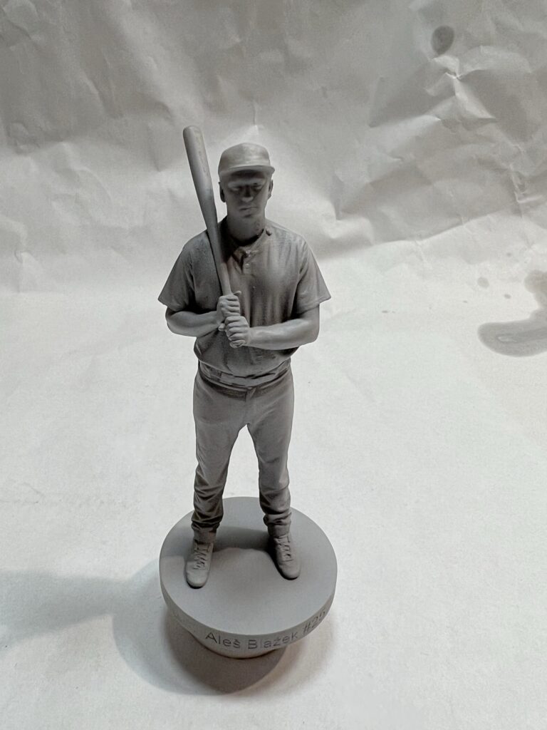 3D tisk figurky baseballisty na zakázku, reálná předloha.
